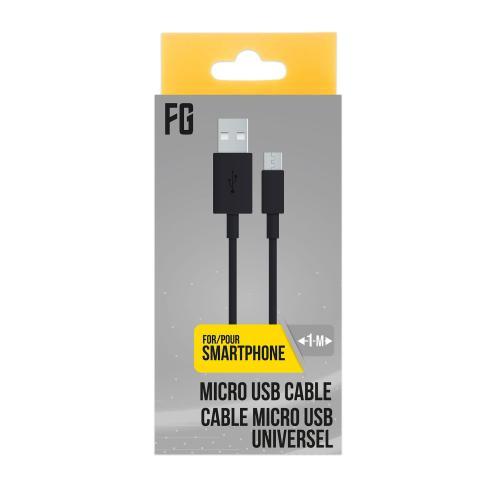 image Câble de charge data Micro USB universel 1m Noir