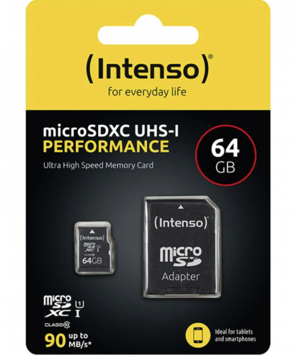 image MicroSD 64 Class 10 UHS-I + adaptateur