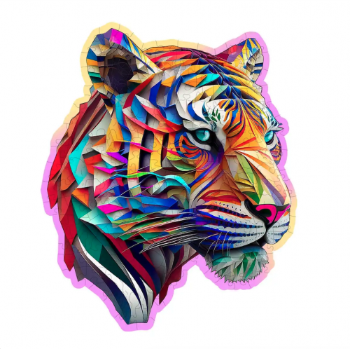 image Puzzle en bois – Tigre Coloré – 150 pcs (15 pcs uniques)