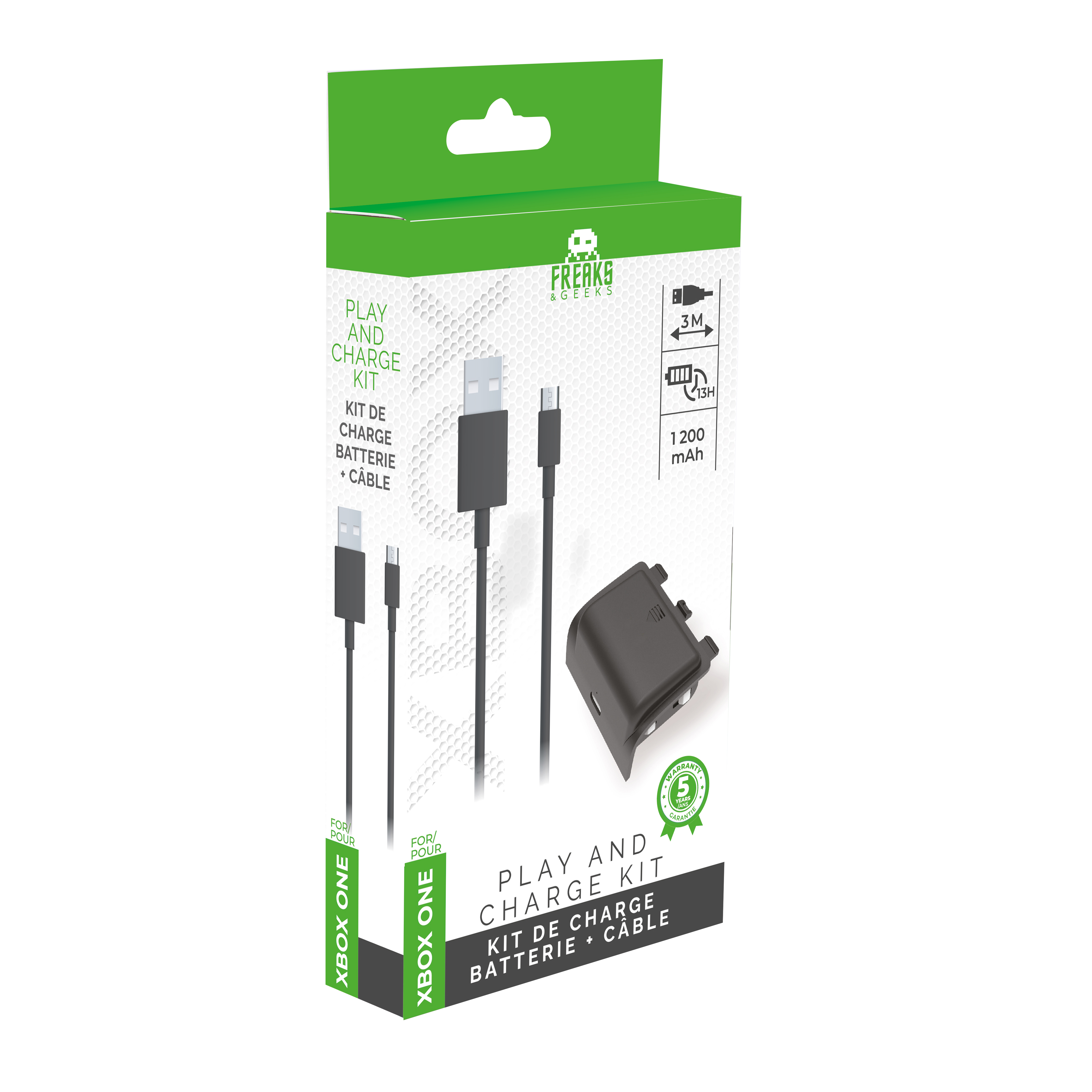 image principale pour Batterie + Cable de recharge Pour XBOX ONE Play And Charge câble de 3 mètres