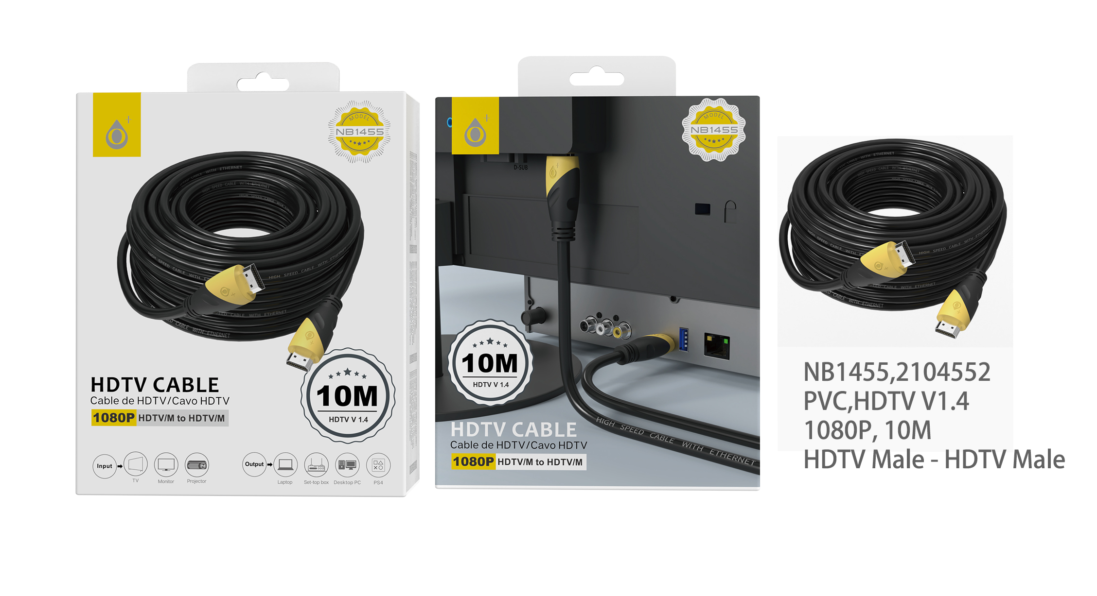 image principale pour Câble HDMI vers HDMI-10 m- 1080 P-Noir