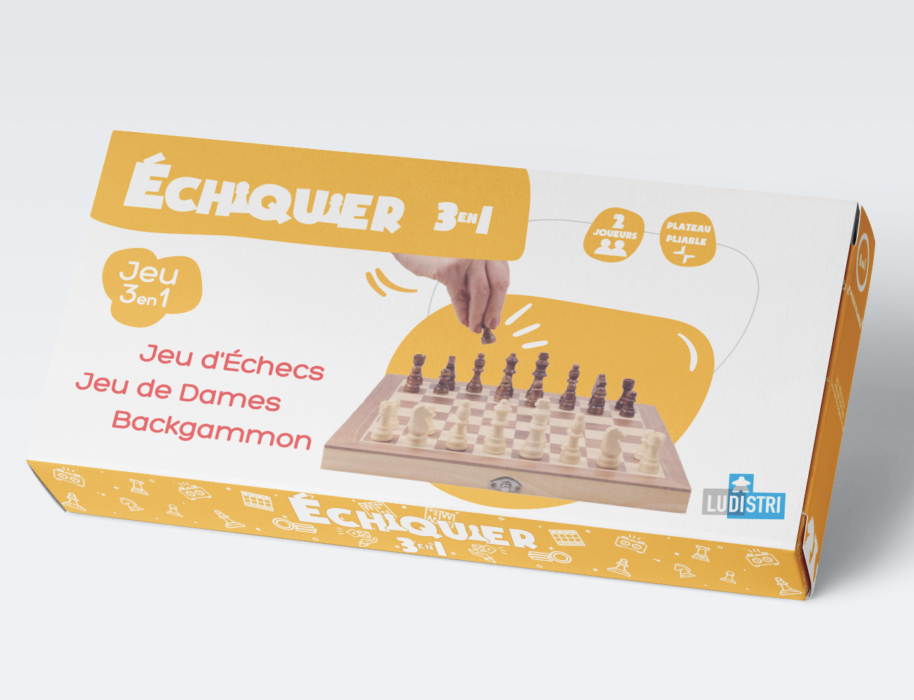 image principale pour Echiquier 3 en 1 (échec, dame, backgammon) (emballage abîmé)