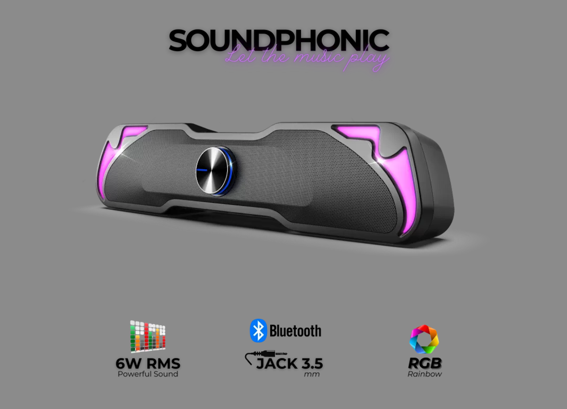 image principale pour Enceinte Bluetooth SoundPhonic RGB - 6W RMS- Noir