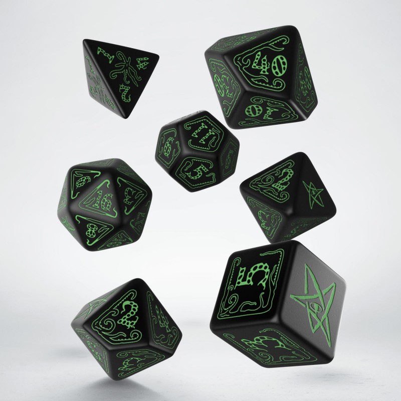 image principale pour Lot de 7 dés- Call of Cthulhu- Noir et vert