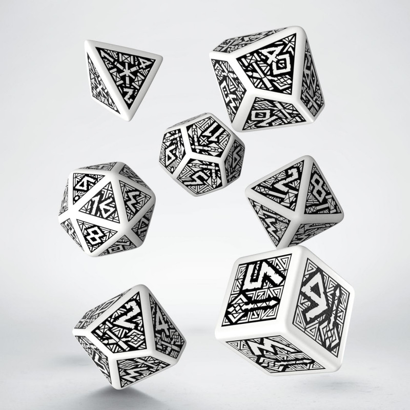 image principale pour Lot de 7 dés- Dwarven- Noir et blanc