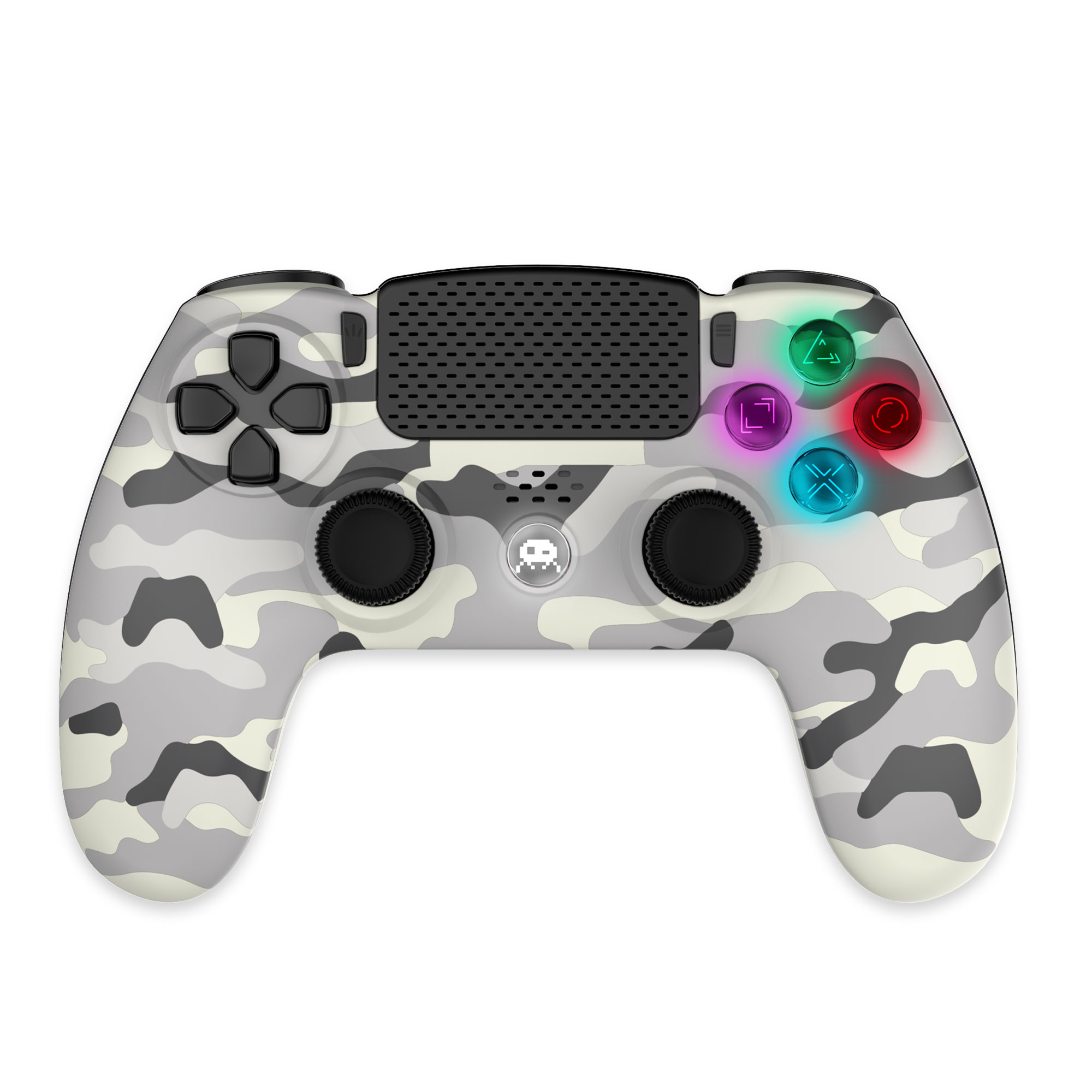 image principale pour Manette Sans Fil Camo Blanche pour PS4 Avec Prise Jack pour casque et boutons lumineux