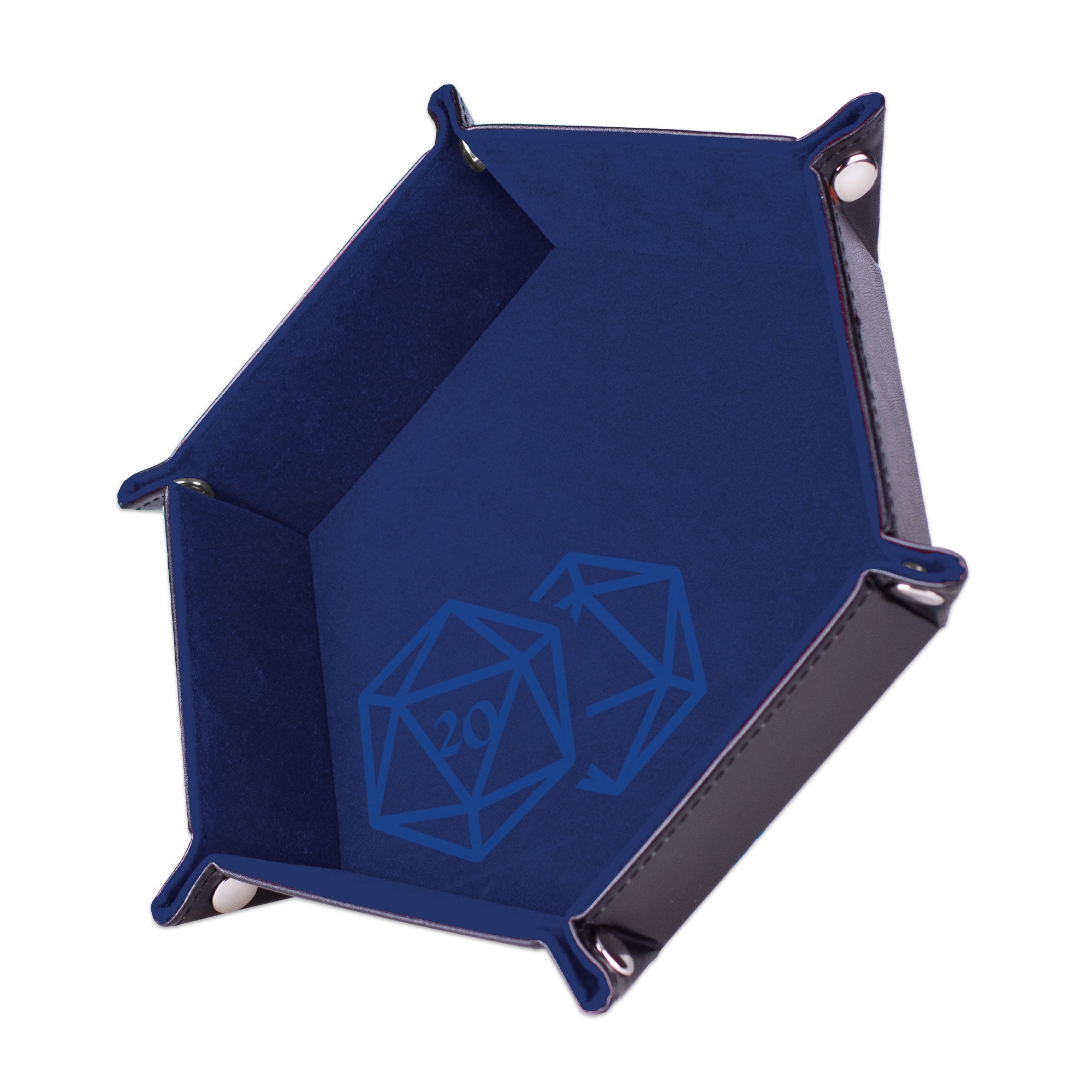 image principale pour Piste de dés - D20 Bleu foncé - 19 x 19 cm - Cuir et velours