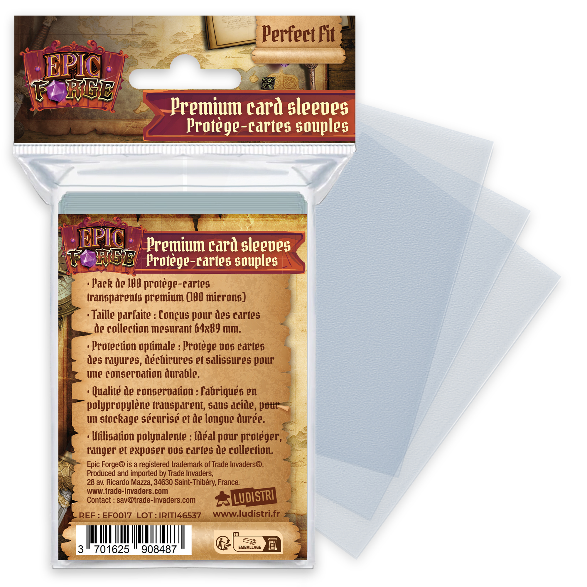 image principale pour Protège-cartes souples Perfect Fit (64*89 mm) x100 (100 microns)