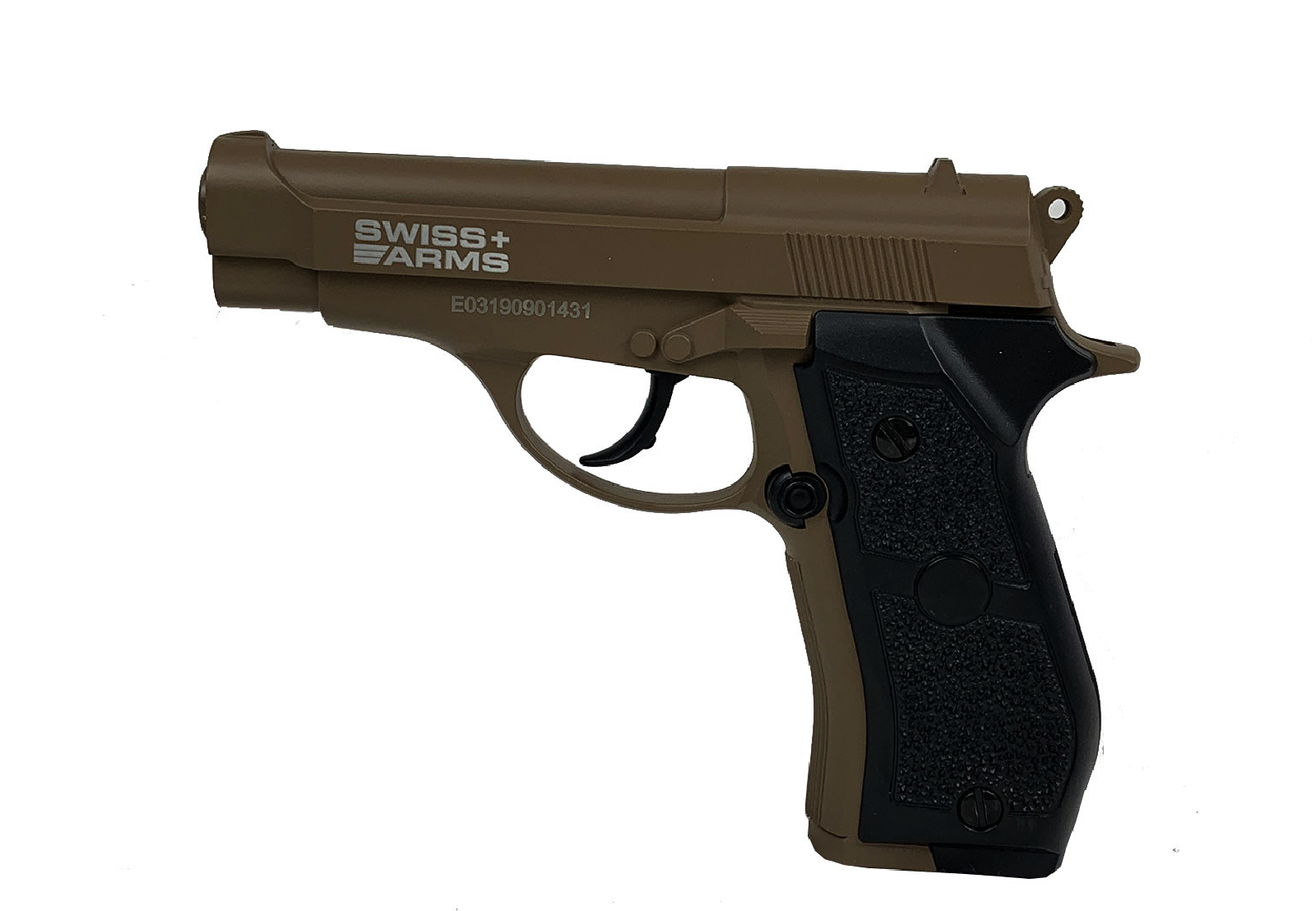 image principale pour Swiss Arms - P84 Tan -Co2 4,5mm tout métal Semi-Auto 20BB's E=2J. Max /C12-3