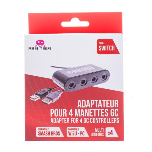 Adaptateur 4 Manettes Game Cube sur SWITCH et Wii U (emballage abîmé)