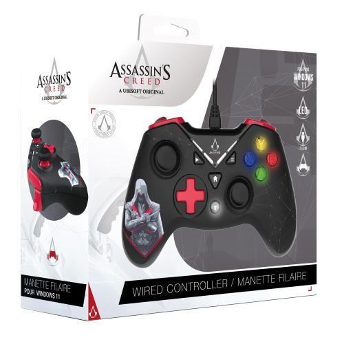 image principale pour Assassin's Creed - Manette Filaire USB pour PC avec Câble 3M - Noire et Rouge