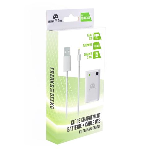 image Batterie Xbox 360 3600mAh + câble de recharge (blanc)