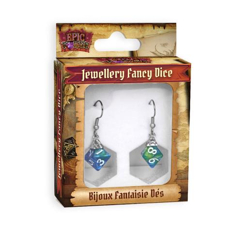 image principale pour Bijoux - Boucles d'oreilles Dés D8 - Bleu/Vert