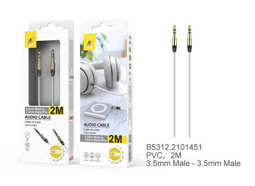 Câble audio 3,5 mm mâle/mâle - 2m - Connecteur Métallique - Blanc - B5312 BL   