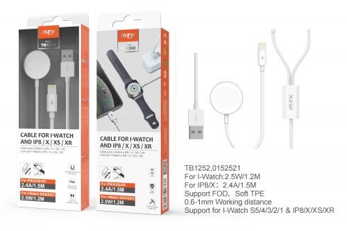 Apple Watch - Câble double lightning, 1M, TB1252, Blanc