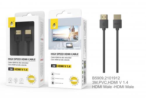 Câble HDMI 4K 1080P- 3M - B5909 - Noir