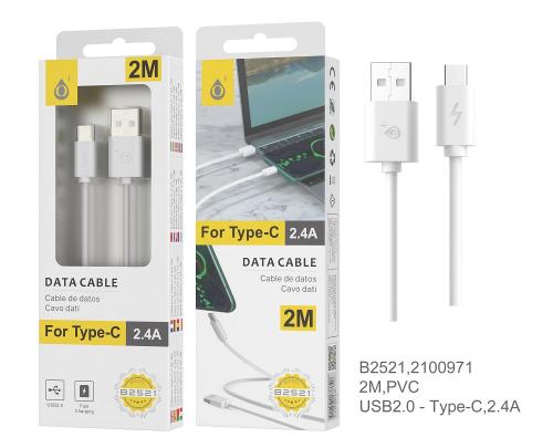 Câble USB Type C B2521 - 2A 2m - Blanc