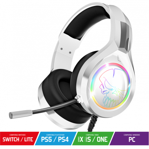 Casque Pro-H8 - Blanc arctique RGB - pour PS4/PS5/XBOXONE/SeriesX/SWITCH/PC 