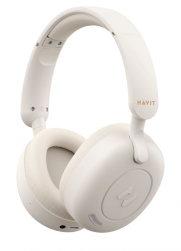 HAVIT - Casque - Sans Fil avec Micro - ANC - 69 heures d'autonomie - 700mAh - Beige 