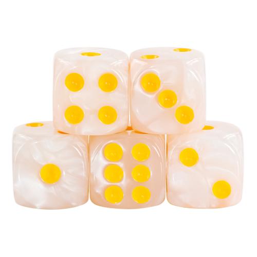 Lot de 5 dés 6 faces – White Pearl