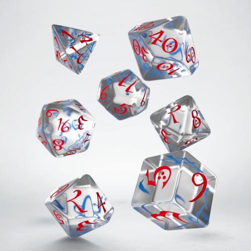 Lot de 7 dés- Classic RPG- Transparent bleu et rouge