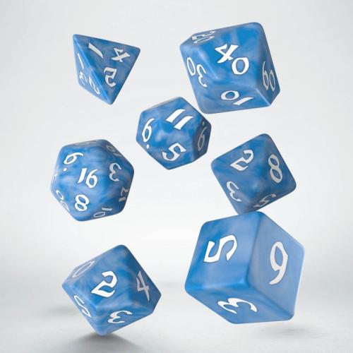 Lot de 7 dés- Classic Runic- Bleu glacier et blanc