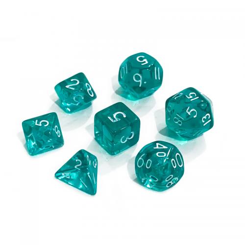 Lot de 7 dés - Miniature - Turquoise Transparent