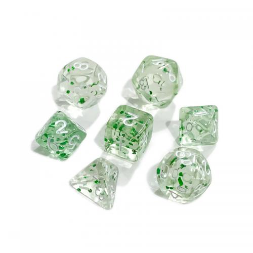 Lot de 7 dés - Miniature - Vert pailleté