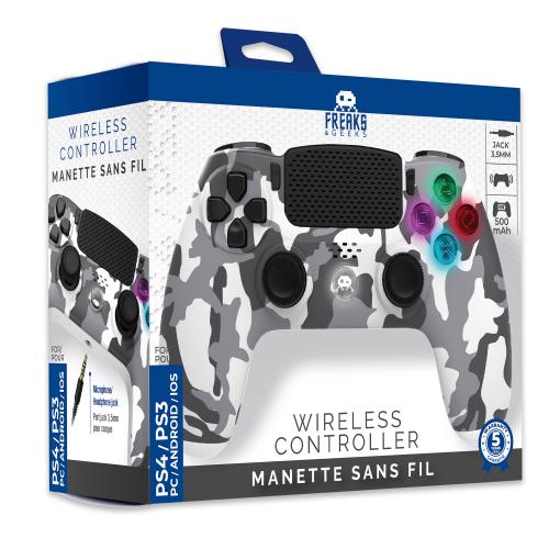 image principale pour Manette Sans Fil Camo Blanche pour PS4 Avec Prise Jack pour casque et boutons lumineux