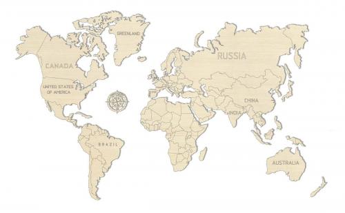 Mecanisme 3D bois - Carte du Monde M (32 pcs)