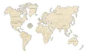 image Mecanisme 3D bois - Carte du Monde M (32 pcs)