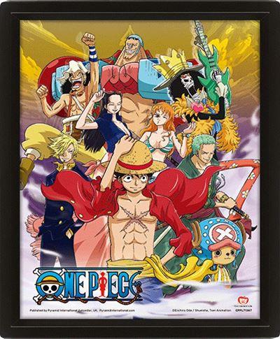 One Piece - Poster 3d lenticulaire- Straw hat crew victory encadré (26x20cm)