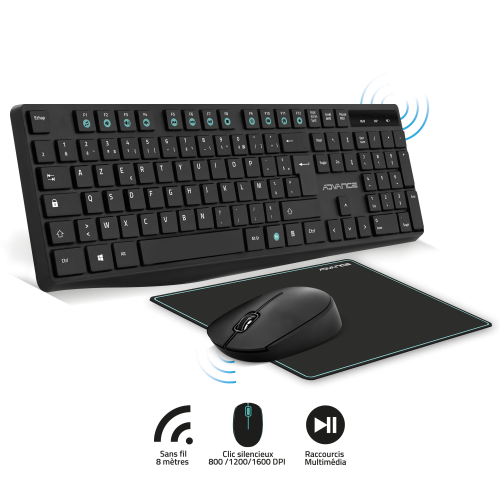 Pack clavier azerty, souris sans fil et Tapis de souris gamer - Elite- Combo