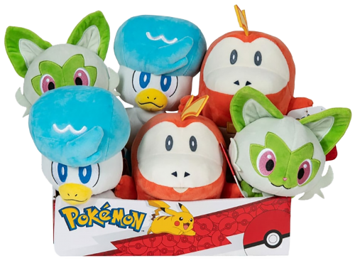 Pokémon - Assortiment peluches 20 cm (Coiffeton, Poussacha, Chochodile) x2