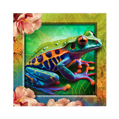 Puzzle en bois – Grenouille Colorée – 250 pcs (25 pcs uniques)